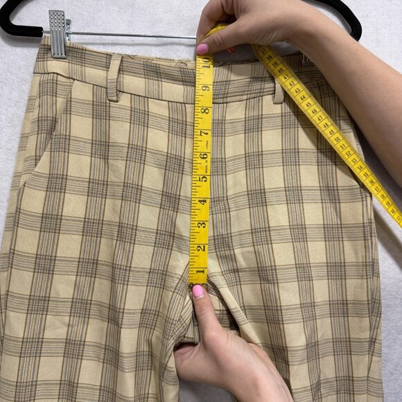 Bohme Pants Womens XS Beige Plaid Trousers Stretch Slim Fit Flat Front Dress - Picture 4 of 12